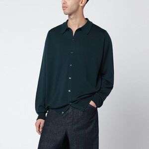 JOHN SMEDLEY Button-Front Knit Shirt Men GREEN T-Shirts